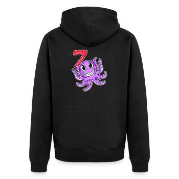 7th Birthday Motif Octopus - Seven Years Old - Unisex Premium Organic Zip Hoodie - black - Back - Nico (187cm)