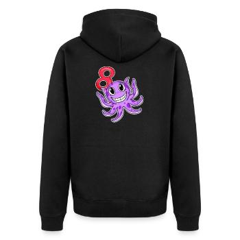 Motif 8e anniversaire Octopus - Huit ans - Veste à capuche bio Premium Unisexe - noir - Dos - Nico (187cm)