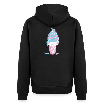 Eis Eiscreme - Unisex Premium Bio Zip Hoodie - Schwarz - Hinten - Nico (187cm)
