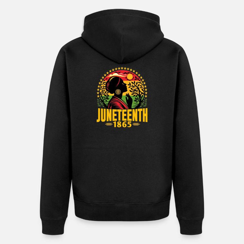 Juneteenth: 19. Juni 1865, Freiheit - Unisex Premium Bio Zip Hoodie - Schwarz