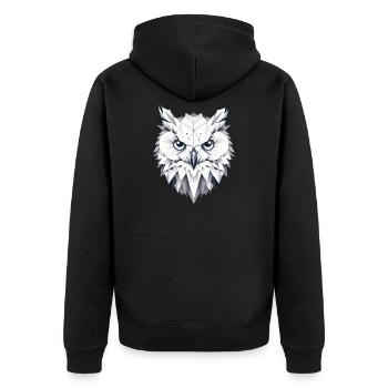 Geometric Snow Owl Polygons Motif - Unisex Premium Organic Zip Hoodie - black - Back - Nico (187cm)