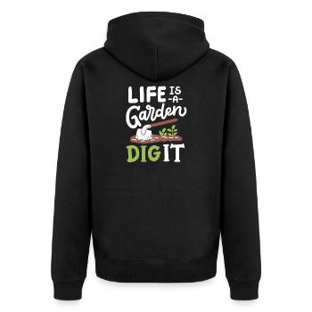 Garten Gartenarbeit - Unisex Premium Bio Zip Hoodie - Schwarz - Hinten - Nico (187cm)