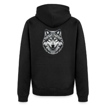 Wolf - Unisex Premium Bio Zip Hoodie - Schwarz - Hinten - Nico (187cm)