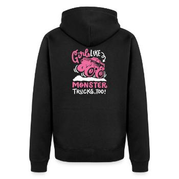 Monstertruck für Mädchen - Unisex Premium Bio Zip Hoodie - Schwarz - Hinten - Nico (187cm)