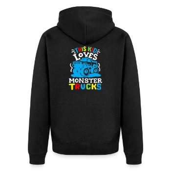 Monstertrucks für Kinder - Unisex Premium Bio Zip Hoodie - Schwarz - Hinten - Nico (187cm)