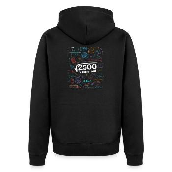 2500 Jahre Mathe-Kritzeleien - Unisex Premium Bio Zip Hoodie - Schwarz - Hinten - Nico (187cm)