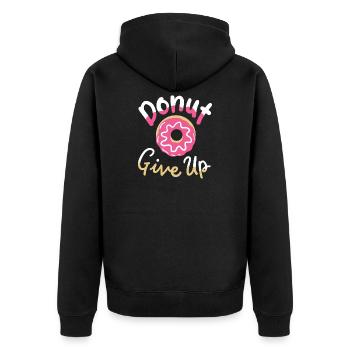Donut Wortspiel motivierend - Unisex Premium Bio Zip Hoodie - Schwarz - Hinten - Nico (187cm)