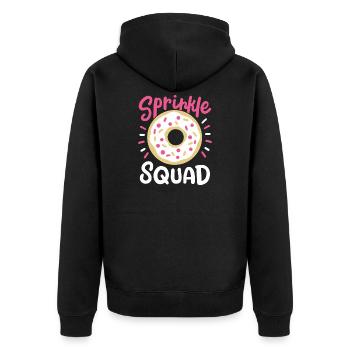 Donut Streusel - Unisex Premium Bio Zip Hoodie - Schwarz - Hinten - Nico (187cm)