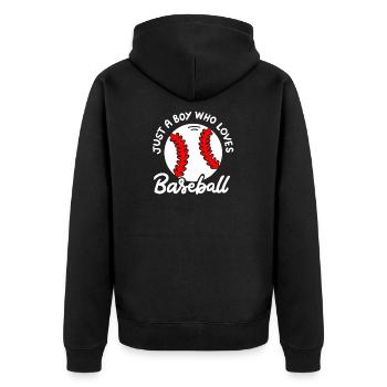 Baseball Baseballspieler - Unisex Premium Bio Zip Hoodie - Schwarz - Hinten - Nico (187cm)