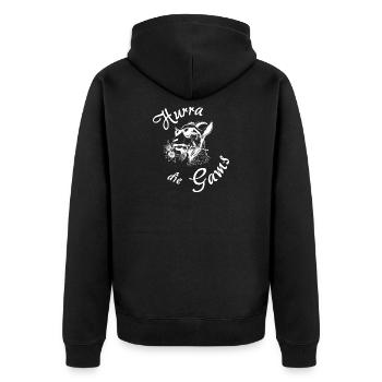 hurra die gams alm berg hüttengaudi party - Unisex Premium Bio Zip Hoodie - Schwarz - Hinten - Nico (187cm)