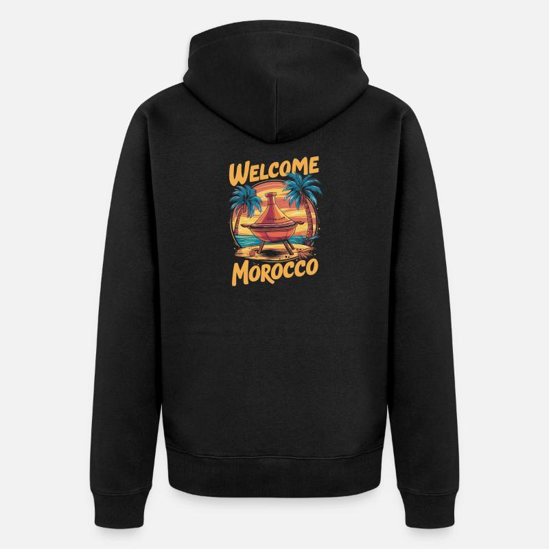 Bienvenue à Morocco Dreamfire - Veste à capuche bio Premium Unisexe - noir
