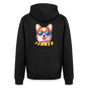 Sunny Corgi Summer Vibes - Unisex Premium Organic Zip Hoodie - black - Back - Nico (187cm)