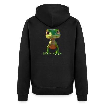 Gecko Eidechse Reptil Geckos Echse Leguan Gekko - Unisex Premium Bio Zip Hoodie - Schwarz - Hinten - Nico (187cm)