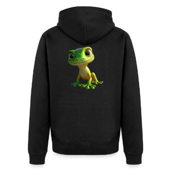 Gecko Eidechse Reptil Geckos Echse Leguan Gekko - Unisex Premium Bio Zip Hoodie - Schwarz - Hinten - Nico (187cm)