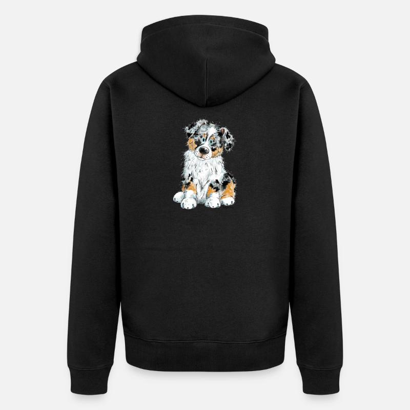 Australian Shepherd Hund Aussie - Unisex Premium Bio Zip Hoodie - Schwarz