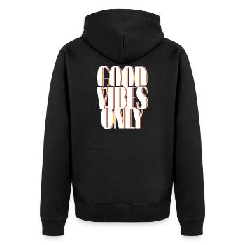 Ondes positives seulement année 80 - Veste à capuche bio Premium Unisexe - noir - Dos - Nico (187cm)