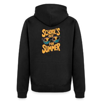 Sommerschlussverkauf mit Sonnenbrille und Palmendesign - Unisex Premium Bio Zip Hoodie - Schwarz - Hinten - Nico (187cm)