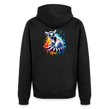 Lemur - Unisex Premium Bio Zip Hoodie - Schwarz - Hinten - Nico (187cm)