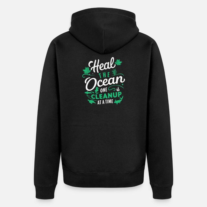 Ocean Save Purification Step - Unisex Premium Organic Zip Hoodie - black