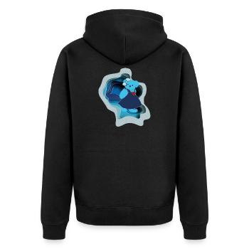 Ours bleu avec motif cœur en papier - Veste à capuche bio Premium Unisexe - noir - Dos - Nico (187cm)