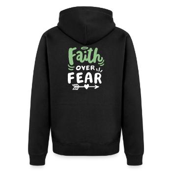 Christlicher Glaube Bibel Zitat - Unisex Premium Bio Zip Hoodie - Schwarz - Hinten - Nico (187cm)