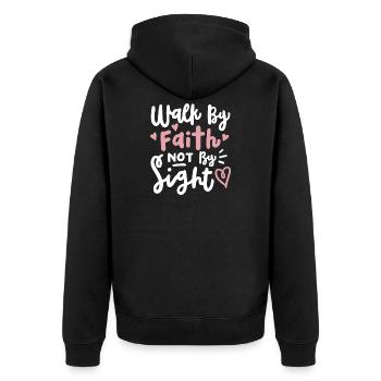 Christlicher Glaube Bibelvers - Unisex Premium Bio Zip Hoodie - Schwarz - Hinten - Nico (187cm)