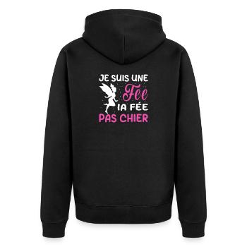 Je suis une fée la fée pas chier - Veste à capuche bio Premium Unisexe - noir - Dos - Nico (187cm)