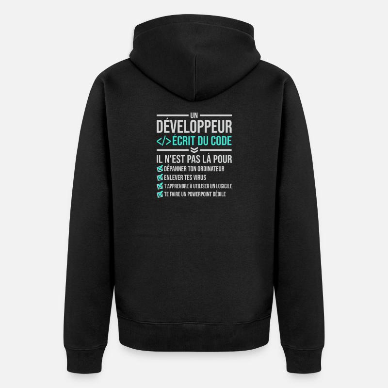 Developer Writing Code - Unisex Premium Organic Zip Hoodie - black