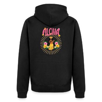 Aloha - Hawai - Pazifik - Urlaub - Blumenmädchen - Unisex Premium Bio Zip Hoodie - Schwarz - Hinten - Nico (187cm)
