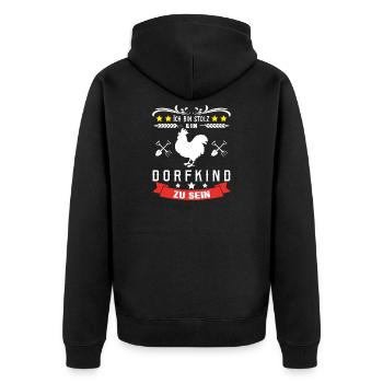 Dorfkind stolz - Unisex Premium Bio Zip Hoodie - Schwarz - Hinten - Nico (187cm)