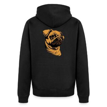 Pug Beige Dogs Love Carlin Little Cute Pug - Unisex Premium Organic Zip Hoodie - black - Back - Nico (187cm)