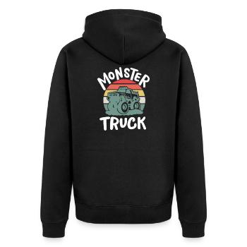 Monster Truck - Unisex Premium Bio Zip Hoodie - Schwarz - Hinten - Nico (187cm)