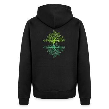 Tree Reflection Forest Nature Protection Outdoor Logo - Unisex Premium Organic Zip Hoodie - black - Back - Nico (187cm)
