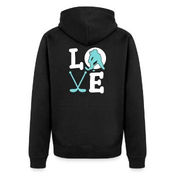 Eishockey Eishockeyspielerin - Unisex Premium Bio Zip Hoodie - Schwarz - Hinten - Nico (187cm)