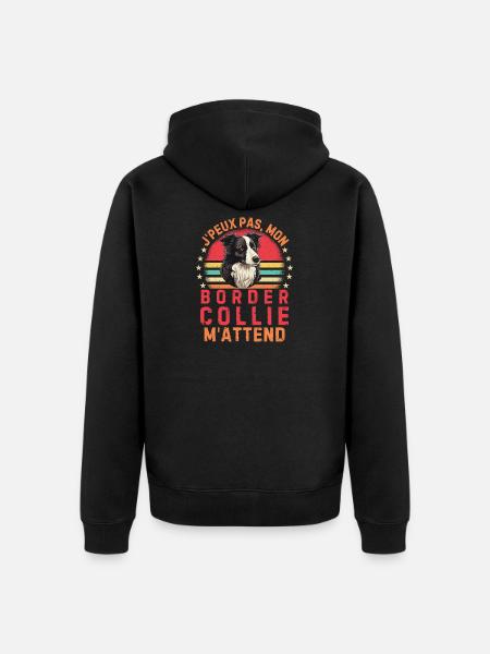 Mon Border collie - Veste à capuche bio Premium Unisexe - noir