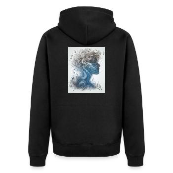 Melodic Mind: Symphonie der Gedanken und Noten - Unisex Premium Bio Zip Hoodie - Schwarz - Hinten - Nico (187cm)
