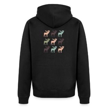 Elch - Unisex Premium Bio Zip Hoodie - Schwarz - Hinten - Nico (187cm)