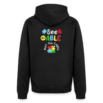 Autismus Bewusstsein SPED Lehrer - Unisex Premium Bio Zip Hoodie - Schwarz - Hinten - Nico (187cm)