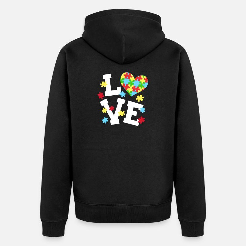 Autismus Bewusstsein - Unisex Premium Bio Zip Hoodie - Schwarz