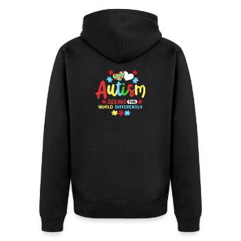 Autismus Bewusstsein autistische Kinder - Unisex Premium Bio Zip Hoodie - Schwarz - Hinten - Nico (187cm)