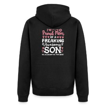 Stolze Mutter Sohn Muttertag - Unisex Premium Bio Zip Hoodie - Schwarz - Hinten - Nico (187cm)