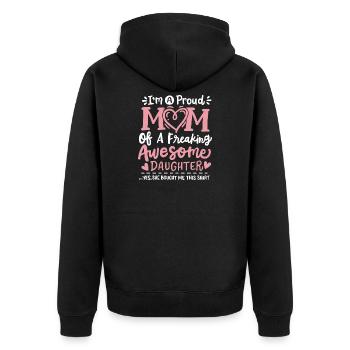 Stolze Mutter Tochter Muttertag - Unisex Premium Bio Zip Hoodie - Schwarz - Hinten - Nico (187cm)