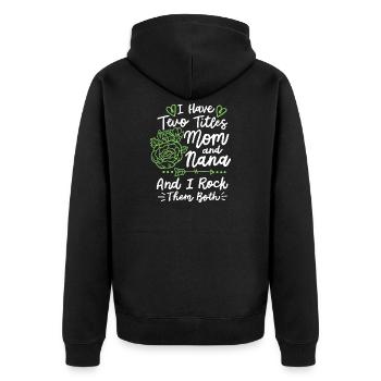 Muttertag für Mama und Oma - Unisex Premium Bio Zip Hoodie - Schwarz - Hinten - Nico (187cm)