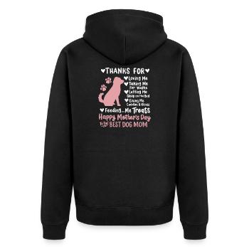 Hundemama Muttertag - Unisex Premium Bio Zip Hoodie - Schwarz - Hinten - Nico (187cm)