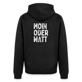 Moin Oder Watt Ruhrgebiet Ruhrpott Hamburg Moin - Unisex Premium Bio Zip Hoodie - Schwarz - Hinten - Nico (187cm)