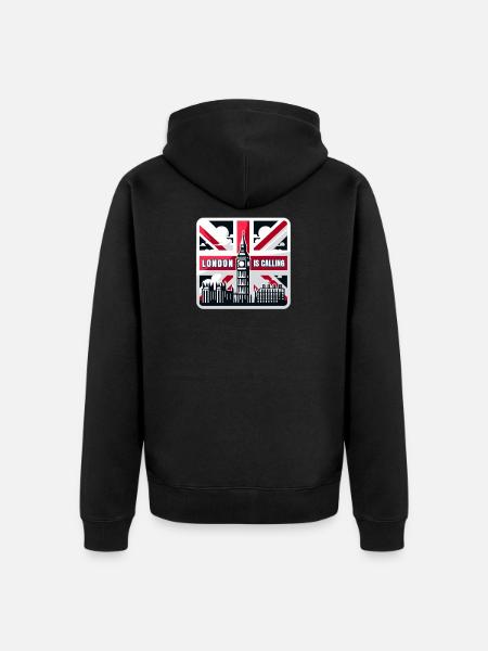 London is Calling - Unisex Premium Bio Zip Hoodie - Schwarz