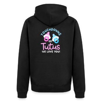 Touchdowns oder Tutus für Gender-Reveal-Partys - Unisex Premium Bio Zip Hoodie - Schwarz - Hinten - Nico (187cm)