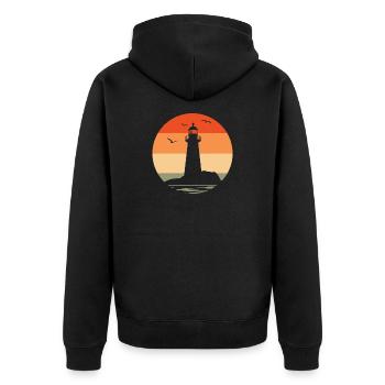 Phare au coucher du soleil - Veste à capuche bio Premium Unisexe - noir - Dos - Nico (187cm)