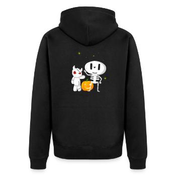 Halloween Society Ghost and Monster - Unisex Premium Organic Zip Hoodie - black - Back - Nico (187cm)
