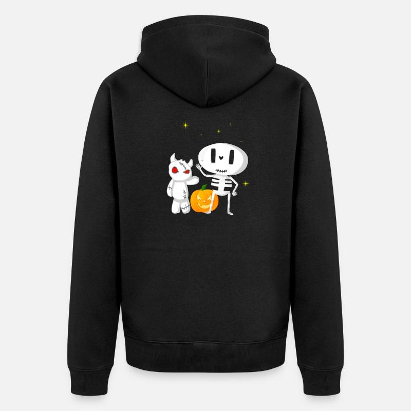 Halloweengesellschaft Gespenst und Monsterchen - Unisex Premium Bio Zip Hoodie - Schwarz